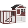 thumbnail image 1 of PawHut Wooden Rabbit Hutch Weatherproof with Screened Run Brown 49", 1 of 10