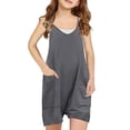 thumbnail image 1 of Plebaso Girls Summer Sleeveless Casual Solid Color Romper Spaghetti Strap Shorts Jumpsuit With Pockets, 1 of 5