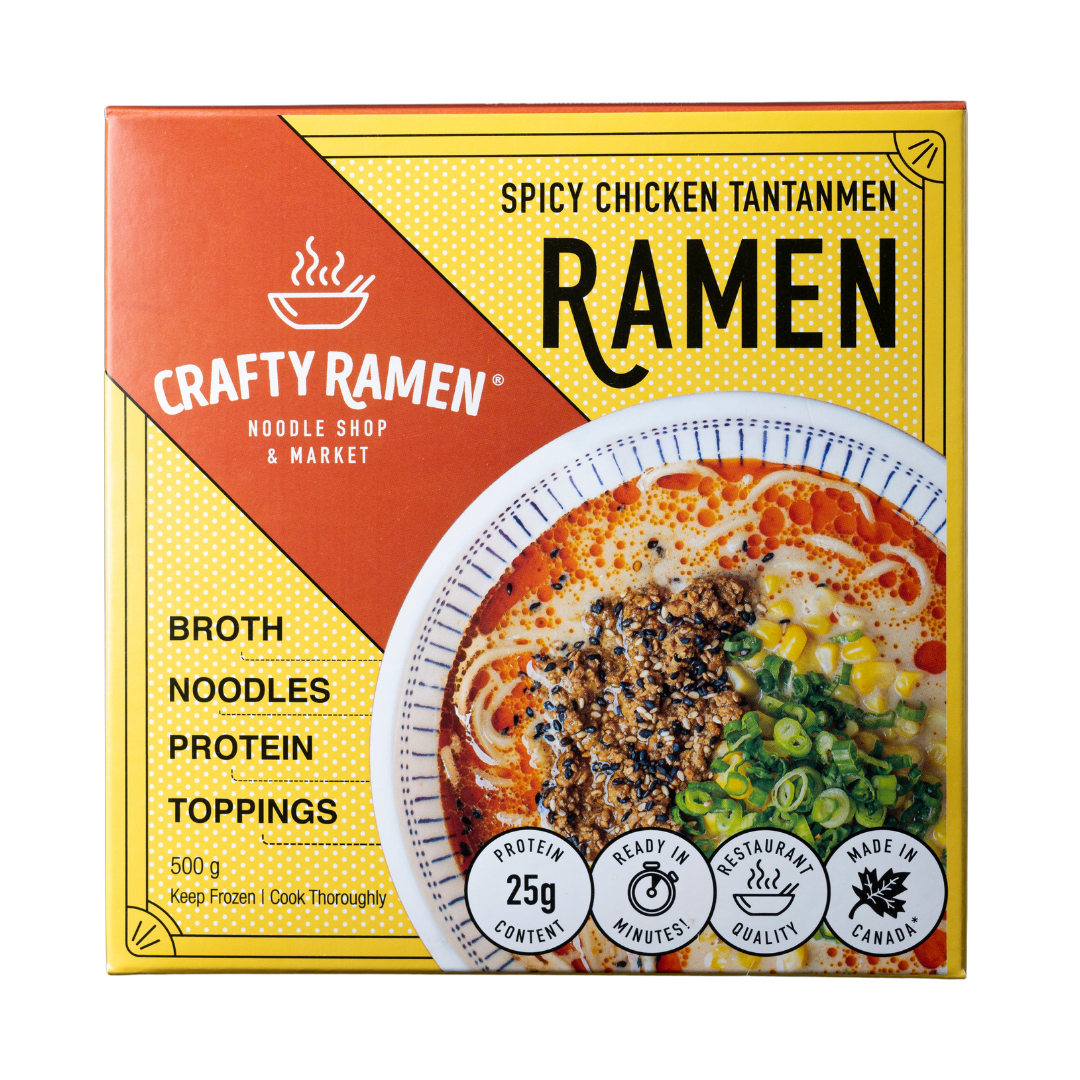 Chicken Sesame Ramen, Restaurant-Quality Frozen Ramen - 500g, 25g Protein per serving. Includes: broth, noodles, protein, toppings. Ready in minutes.