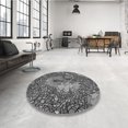 thumbnail image 4 of Ahgly Company Machine Washable Indoor Round Transitional Dark Gray Area Rugs, 4' Round, 4 of 7