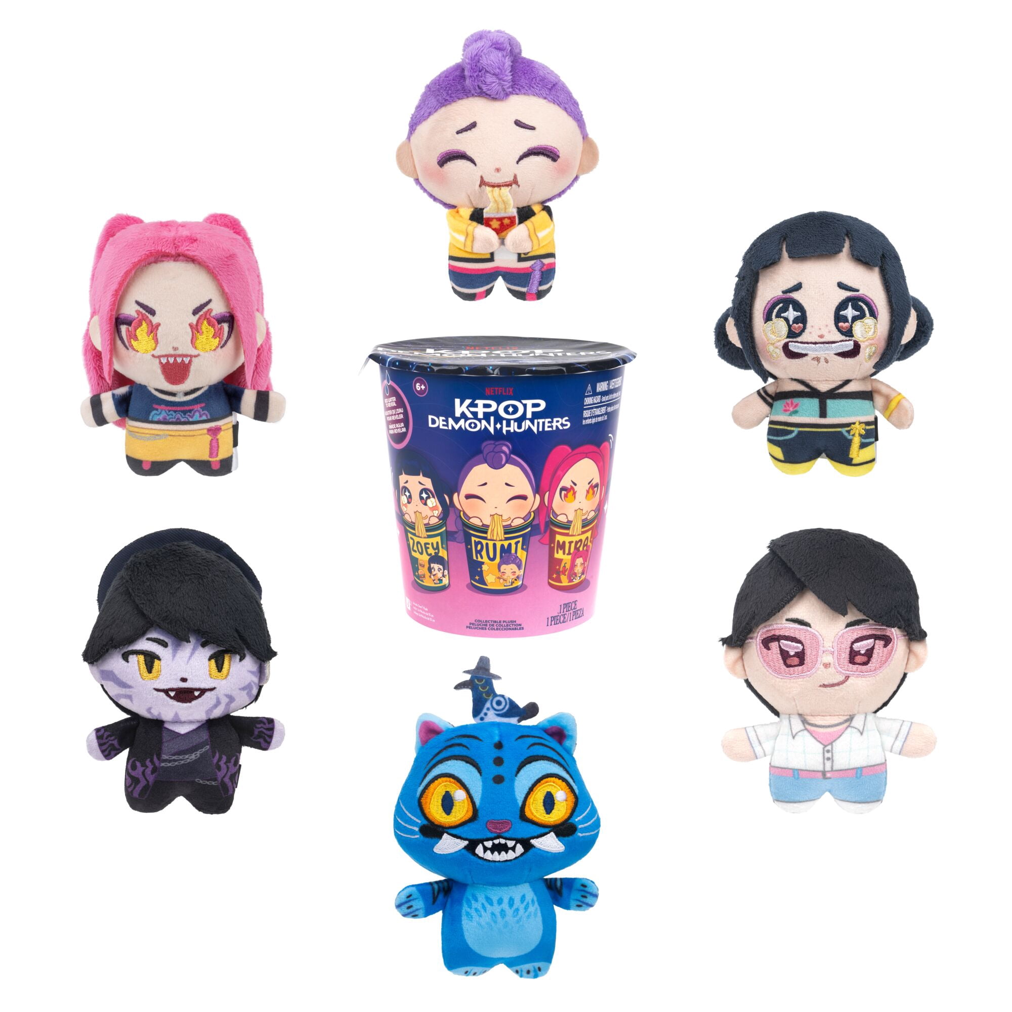 KPop Demon Hunters 4" Blind Mini Ramyeon Cups Assortment - Magic Water Reveal - Mini Collectible Plush - Ages 6+