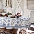 thumbnail image 1 of Blue Floral Oval Tablecloth 60x84 Inch, Blue and White French Country Tablecloth, Rustic Floral Polyester Waterproof Tablecloth for Farmhouse Kitchen Decor/Indoor and Outdoor Tables/Parties/Picnics, 1 of 6