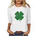 thumbnail image 2 of Meichang T-Shirt de la Saint-Patrick pour Femmes, Imprimé Trèfle Vert, Manches 3/4, Col Rond, Printemps, 2 of 5