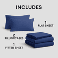 thumbnail image 3 of Comfy Bamboo World Series 90 G/m2 Ensemble de Draps en Microfibre 4 Mcx, Lit Simple, Bleu Marine, 3 of 5