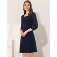 thumbnail image 3 of INSPIRE CHIC Women's Square Neck Ruffle Trim Sheer 3/4 Sleeve Chiffon Mini Dress 2 M, 3 of 5