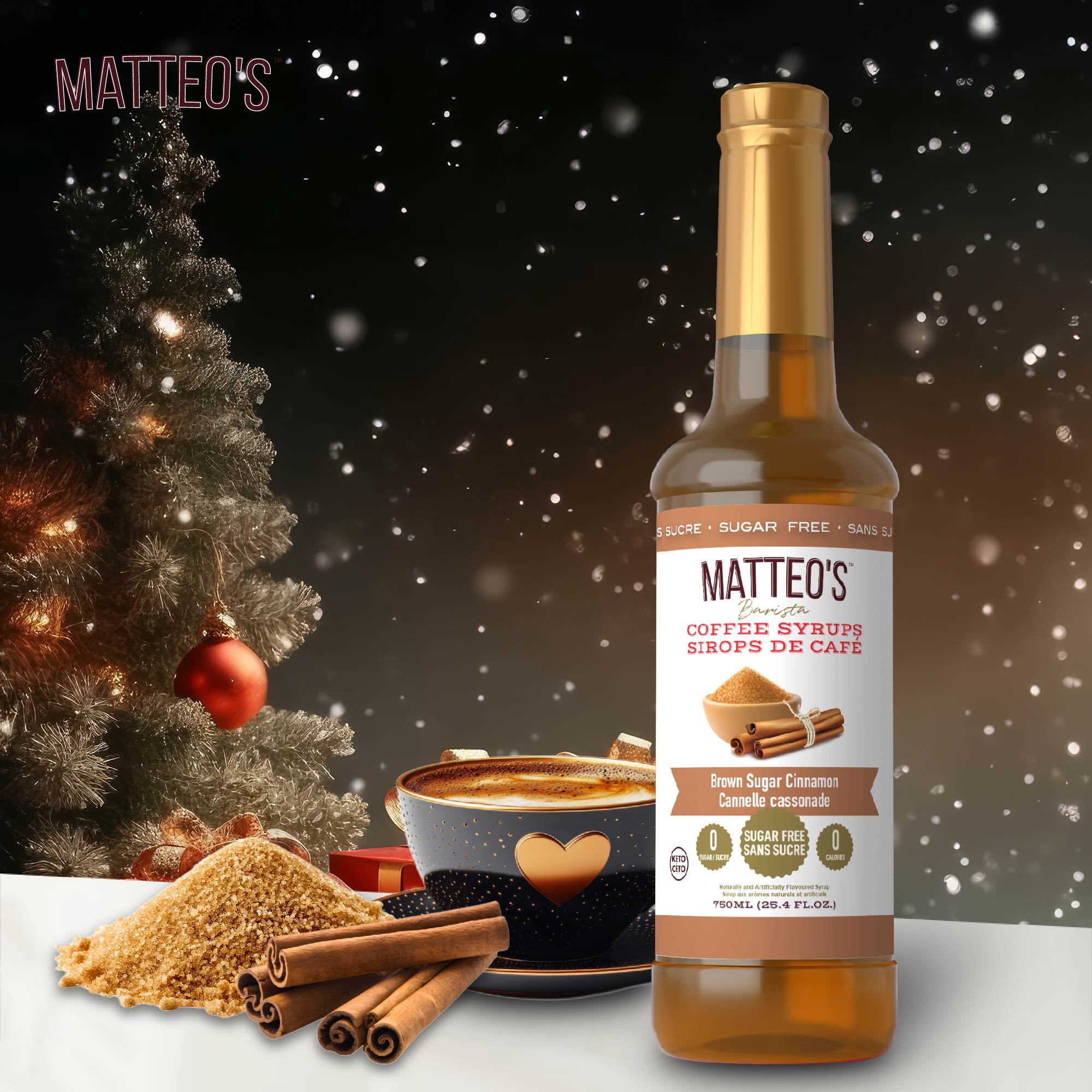 Matteo's Sugar Free Coffee Flavoring Syrup, Brown Sugar Cinnamon