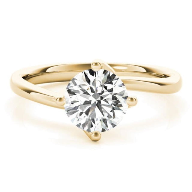 2.00 Ct Wonderful Round Natural Moissanite Wedding Rings for Women Solid 18K Yellow Gold