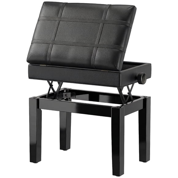 HOMCOM 24.8" Adjustable Piano Bench, Keyboard Bench, Black