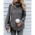 thumbnail image 2 of U.Vomade Women's Turtleneck Chunky Long Sleeve Sweaters Tops Color Block Knitted Pullover Jumper, 2 of 6