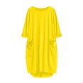 thumbnail image 4 of Pompotops Robe Ample pour Femmes avec Poches, Col pour Dames, Hauts Longs Décontractés, Robe Grande Taille en Solde, 4 of 4