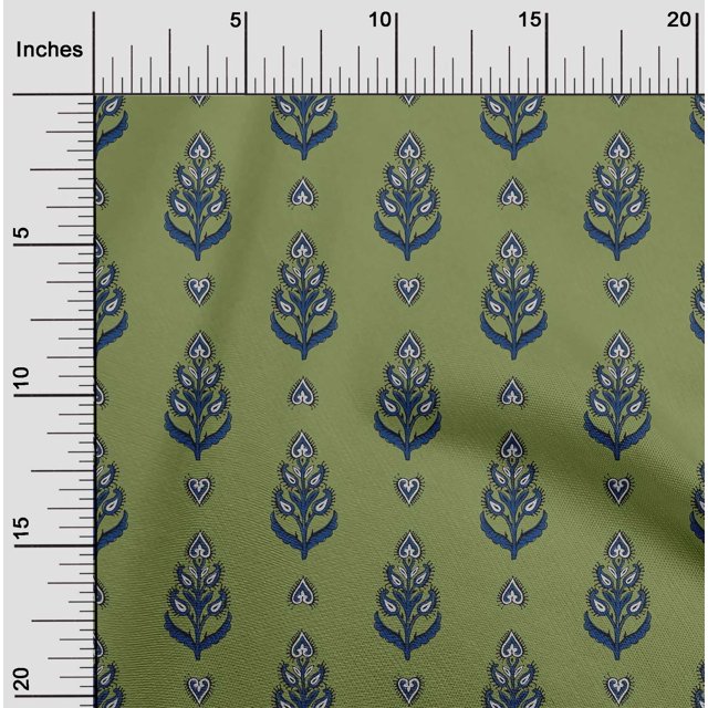 oneOone Viscose Chiffon Fabric Leaves & Paisley Block Decor Fabric Printed BTY 42 Inch Wide