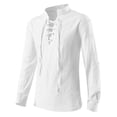 thumbnail image 2 of AherBiu Men's Shirts Long Sleeve Stand Collar Front Drawstring Slim Fitted Tshirt Tops Fall Lightweight Shirts Tops, 2 of 4