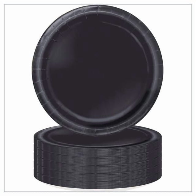 Assiettes à dessert rondes noires Unique Industries de 18 cm (70 unités)