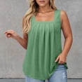 thumbnail image 1 of Women's Casual Square Neck Tank Top Pure Color Ruffle Detail Blouse for Spring Summer Daily Wear with Jeans Workout Set Fitted T Shirt Atmosphere Top Cleavage Cover plus Size Camisole Petite 3, 1 of 6