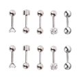 thumbnail image 1 of 5Pairs 5 Styles Round Ball Stud Stainless Steel Barbell Earring Set Cartilage Helix Earring Piercings Tragus Cartilage Ear Rings Set (Silver), 1 of 7