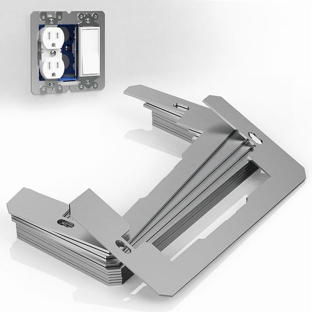 10 Pcs Entretoises de Plaques Murales, Entretoises Métalliques pour Réceptacles de Boîtier Électrique, Cales d'Entretoise de Prise Électrique pour Fixer Murs/appareil Fixer/Interrupteur, Plaque de Nivellement Encastrée pour Appareil