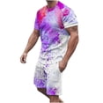 thumbnail image 1 of Men Print Short Sleeves Casual Beach Short Sleeve Round-Neck Blouses & Sets, 1 of 5