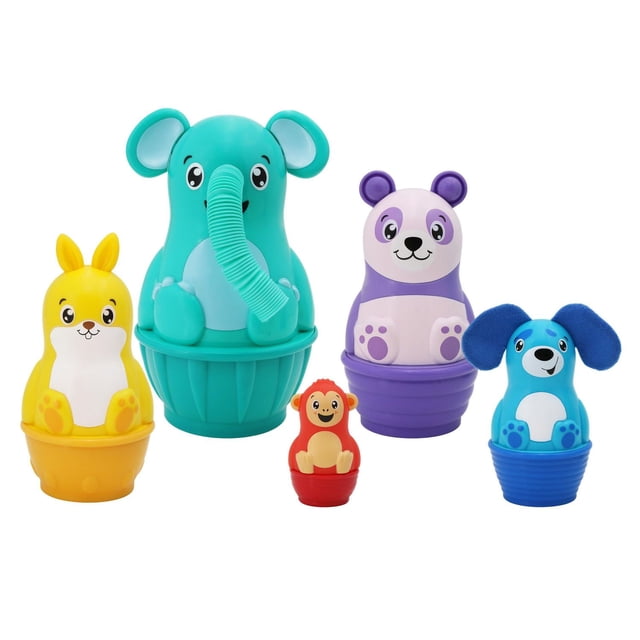 Spark Create Imagine Stack ‘N Nest Animals Toy Set 5 Nesting Pets 5 Stackable Cups Kids, 12 Months+, Unisex