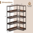 thumbnail image 3 of Costway Corner Bookshelf 5-Tier L-Shaped Bookcase 71" Tall Etagere Bookshelf with Metal Frame Brown, 3 of 10