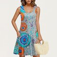 thumbnail image 1 of Ovzne Robes d'Été pour Femmes 2025 Robe pour Femme Robe Décontractée et à la Mode pour Femmes Imprimée Col Rond Sans Manches avec Poche Robe Courte Décontractée Robe Grande Taille Imprimée Liquidation, 1 of 7