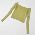 thumbnail image 5 of JDQJBZ Summer Womens Tops,Tops For Women Trendy Ruffle Slim Off Shoulder Crop Knit Long Sleeve Top For Spring Summer, 5 of 5