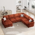 thumbnail image 1 of Noble House 120.1" L Shaped Modular Sectional Sofa, 7 Seater Sectional Sofa with Storage Ottoman,Orange, 1 of 9