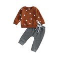 thumbnail image 1 of SUNSIOM Infant Baby Halloween Clothes Pumpkin Print Long Sleeve Sweatshirt Tops Solid Color Pants Set Fall 2Pcs Outfit, 1 of 9