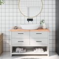 thumbnail image 1 of vidaXL Bathroom Countertop Light Brown 120x30x(2-4)cm Treated Solid Wood, 1 of 7