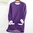 thumbnail image 1 of Vêtements d'Automne 2023 pour Femmes Col Rond Poche Peluche Épaissie Chaud Manches Longues Hauts Tenues de Sortie en Liquidation, 1 of 5