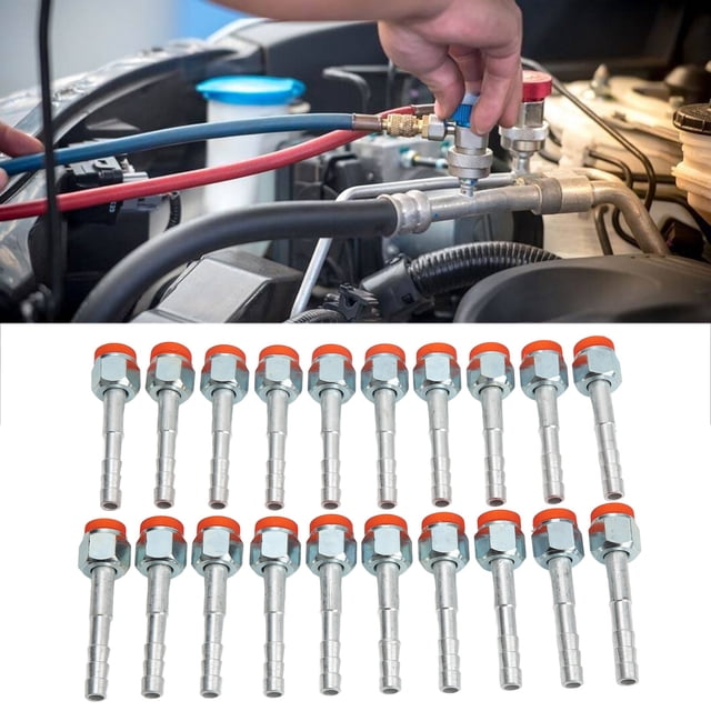 AC Hose Barb Fitting Refrigerant Hose Barb Connector, 20PCS Air Conditioning Hose Barb Fitting Straight Aluminum High Strength Universal for Cars Trucks