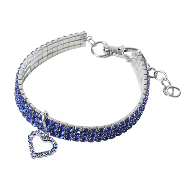 Daisyyozoid Wholesale Mini Pet Dog Bling Rhinestone Chocker Collars Fancy Dog Heart Shaped Necklace