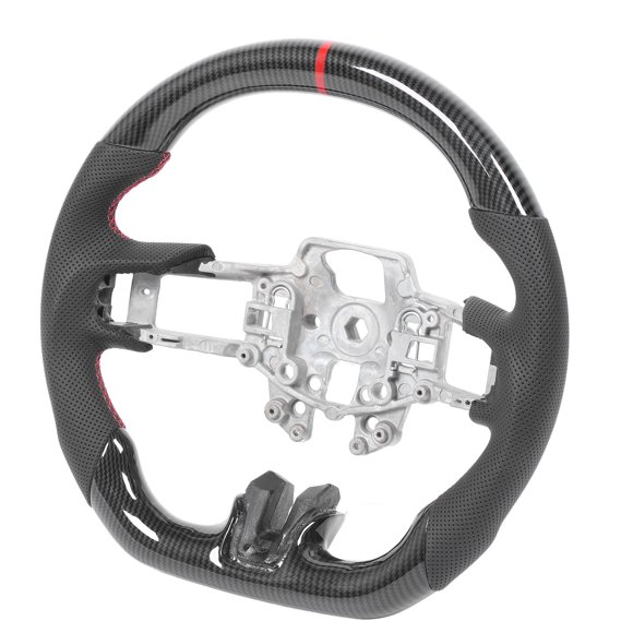 Perforated Leather Flat Steering Wheel, ABS Carbon Fiber Style Steering Wheel for V6 EcoBoost GT Shelby