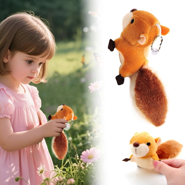 CJiaWei Squirrel Keychain Adorable Stuffed Animal Hanging Ornament For Bags & Clothing