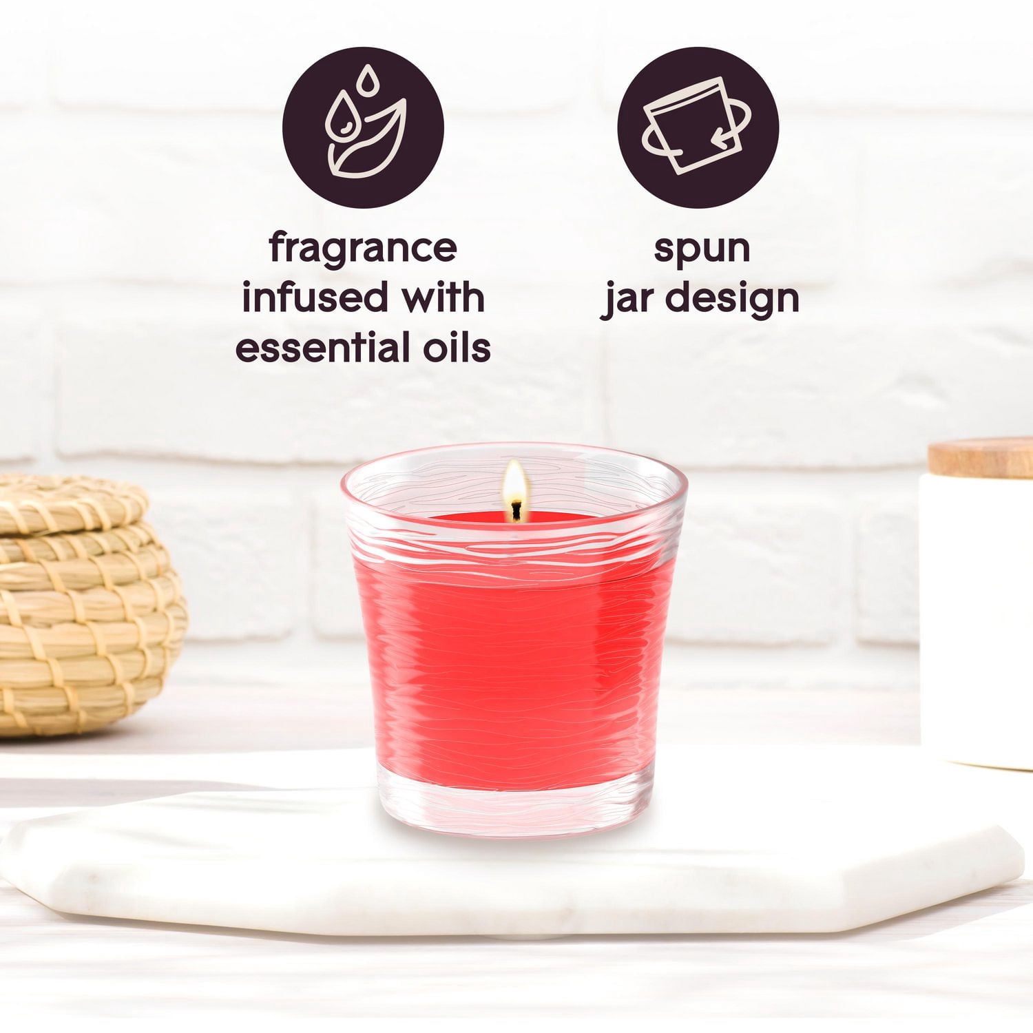 Glade® Chandelle parfumée, Éclat de Baies Pétillantes et Melon d`Eau Rafraîchissant