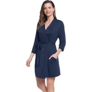 GFDYREE Robe de bambou courte pour femmes Ultra Soft Thin Lightweight Jersey Travel Bath Housecoat Vêtements de nuit S-XXL