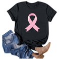 thumbnail image 4 of UANWENN T-Shirts Décontractés pour Femmes avec Imprimé Ruban de Sensibilisation au Cancer, Manches Courtes, Col Rond, Style de Base pour le Quotidien, Hauts pour Femmes à Manches Courtes, Chandail Léger Décontracté pour Femmes, Haltérophilie, Long, 4 of 4