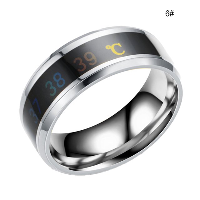 Couple Rings Delicate Ring Smart Sensor Body Temperature Small Couple Rings Wedding Lightness Finger Jewelry Wedding Women Engagement Silver 6#