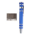 thumbnail image 2 of Blue 8-In-1 Multifunctional Screwdriver Aluminum Alloy Pen Style For Glasses Phones Watches Laptops Electronics Jewelry Repair Tool With 8 Bits And Magnetic Tip In Blue, 2 of 2