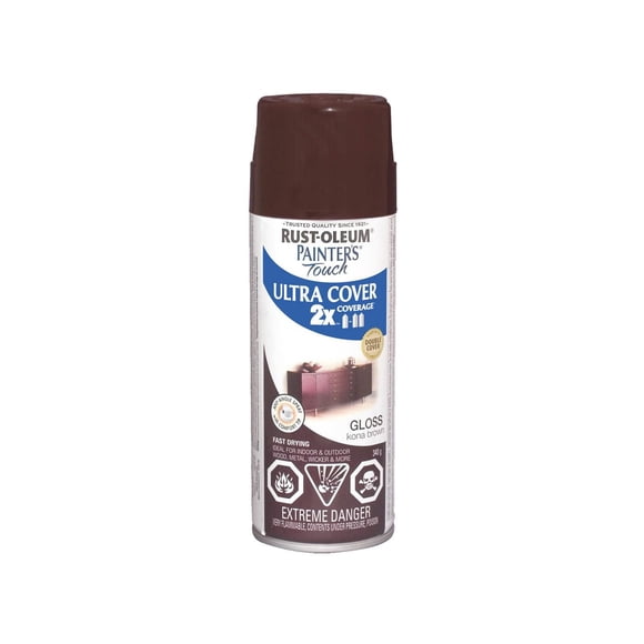 Rust-Oleum Painter's Touch 2X Ultra Cover Multi-Purpose Paint and Primer in Gloss Kona Brown, 340g Aerosol Spray Paint