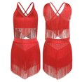 thumbnail image 3 of CHICTRY Costume de Danse Latine pour Femme Costume de Performance Tenue de Danse Salsa à Franges Tenue de Danse de Salon Rouge G, 3 of 4