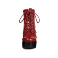 thumbnail image 2 of Unique Bargains Bottes de Combat à Plateforme à Talon Épais à Fermeture Éclair pour Femmes, 2 of 8