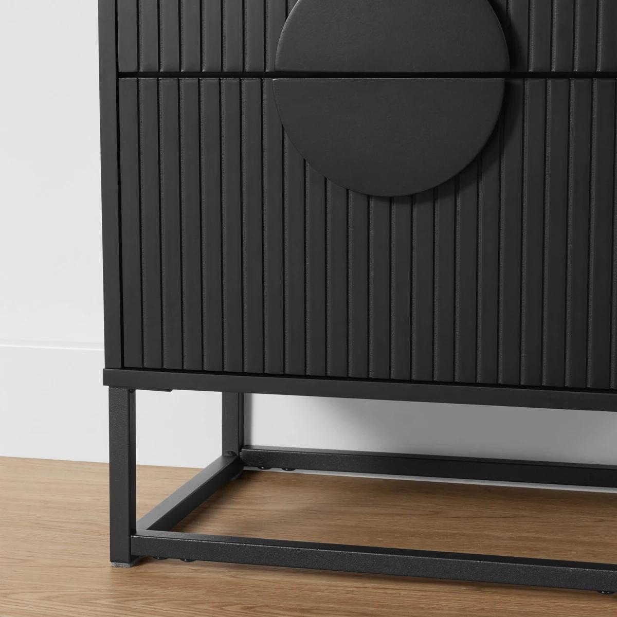 Anko Modern Ribbed 2 Drawer Bedside Table - Black