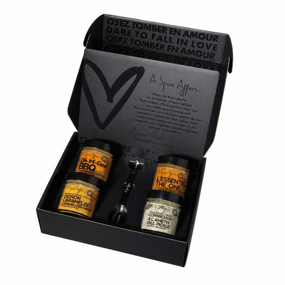 A Spice Affair 4-Pack Dip & Sizzle Seasoning Collection  with 3-in-1 Measuring Spoon