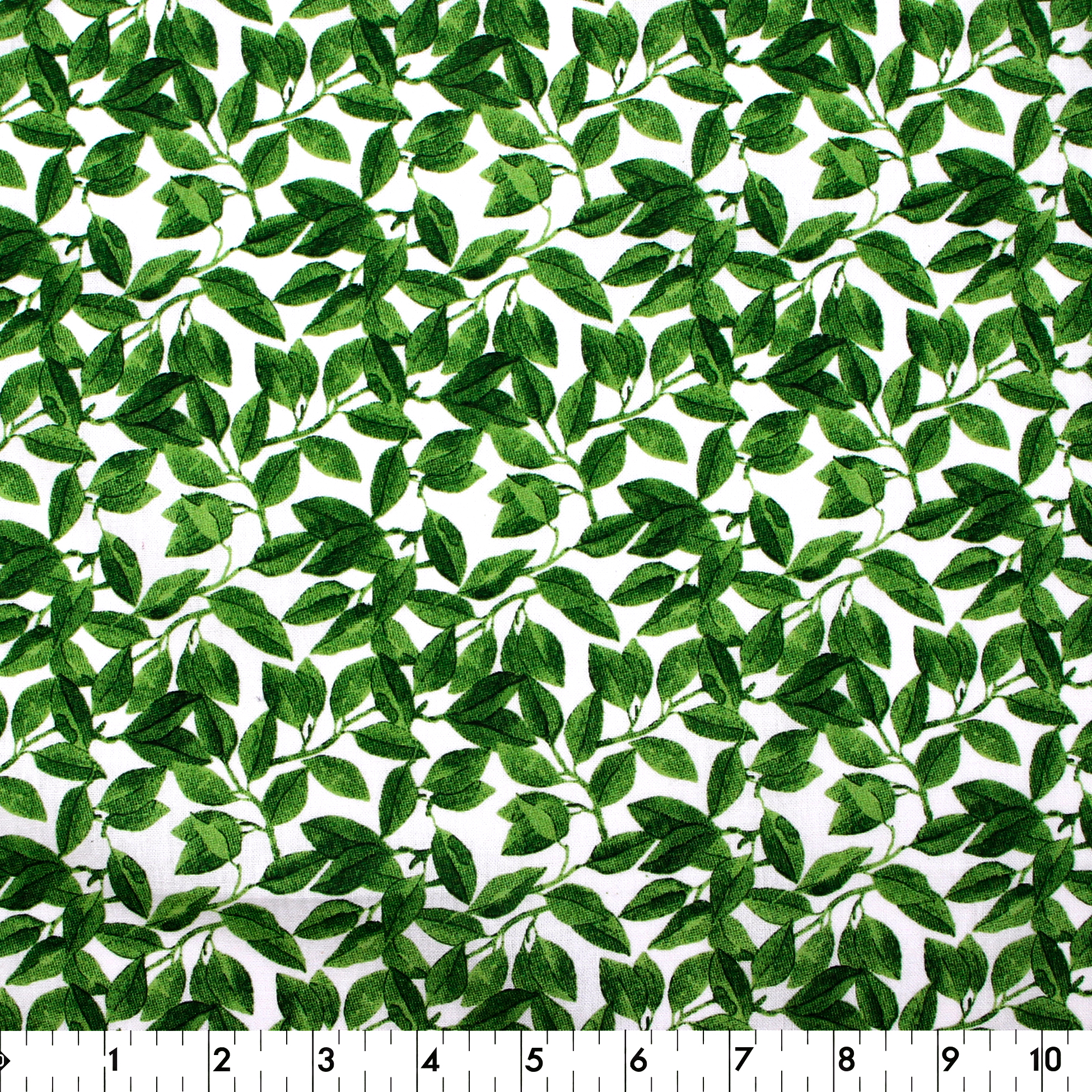 FABRIC CREATIONS White with Green Leafy Vine Cotton Fat Quarter 45 × 53 cm (18 × 21 in)