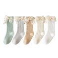 thumbnail image 2 of B91xZ Girls Ruffle Socks Non Skid Anti Slip Crew Socks With Grips for Baby Infant,White 3-5 Years, 2 of 5