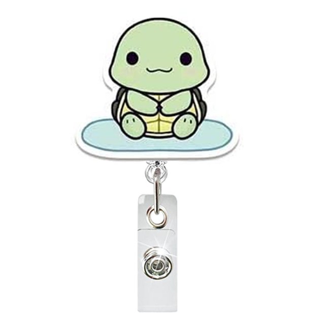 Mignon Rouleau de Badge Rétractable en Acrylique Tortue Support de Badge Rotatif pour Docteur Infirmière Enseignant Étudiant