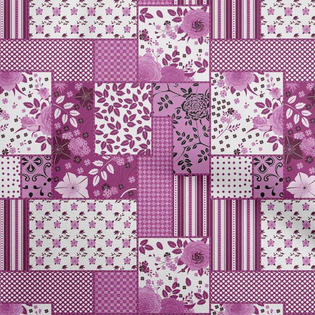 oneOone Polyester Lycra Purple Fabric Floral Sewing Material Print Fabric By The Yard 56 Inch Wide
