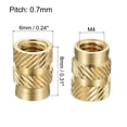 thumbnail image 2 of Uxcell Knurled Insert Nut M4 x 8mm L x 6mm OD Female Thread Brass Embedding Nut 60 Pack, 2 of 5