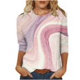 thumbnail image 1 of Blouse pour Femmes T-shirt Imprimé Manches 3/4 Blouse Col Rond Hauts Décontractés, 1 of 1