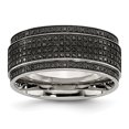 thumbnail image 1 of Stainless Steel Polished 1/2ct tw. Diamond Ridged-Edge 10mm Band Ring 6 Size, 1 of 7